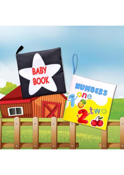 2 Kitap Tox Ingilizce Siyah Beyaz Bebek ve Rakamlar Kumaş Sessiz Kitap E128 E136 - Bez Kitap , Eğitici Oyuncak , Yumuşak ve Hışırtılı indirimleri