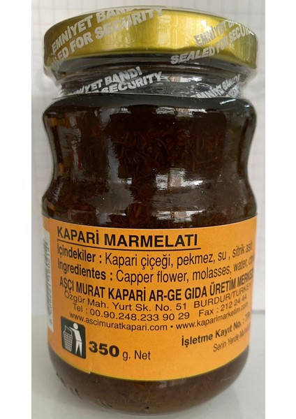 Aşçı Murat Kapari Şekersiz Kapari Marmeladı (Patentli) 350 gr Aşçı Murat Kapari