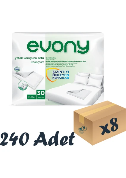 Evony Yatak Koruyucu Örtü 60×90 Cm 30’Lu 8 Paket 240 Adet