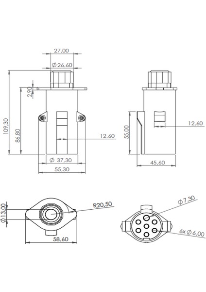 Römork Fişi ve Soketi Metal (S Tip) Set Ürün - 7 Pin