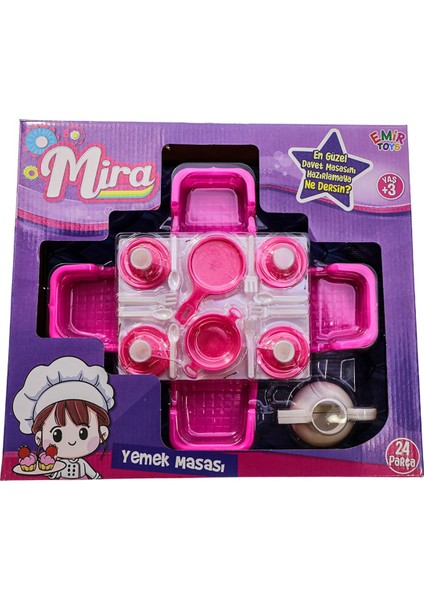 Mira Yemek Masası Pembe Set