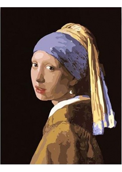 Canvas Inci Küpeli Kız Sayılarla Boyama Seti Kasnaklı 60 x 75 cm