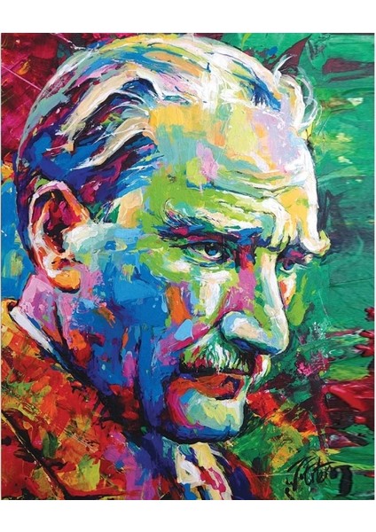Canvas Renkli Atatürk Sayılarla Boyama Seti Kasnaklı 70 x 90 cm