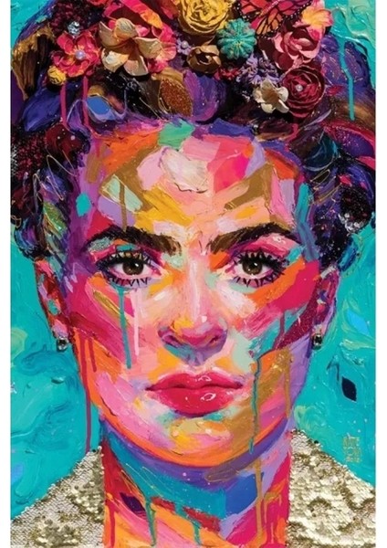 Canvas Renkli Frida Sayılarla Boyama Seti Kasnaklı 100 x 140 cm