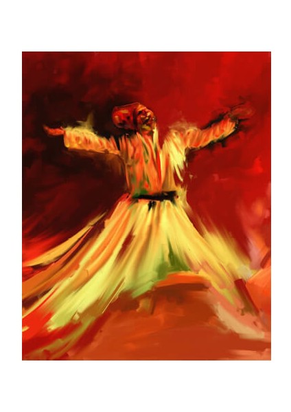 Canvas Mevlana 3 Sayılarla Boyama Seti Kasnaklı 70 x 90 cm
