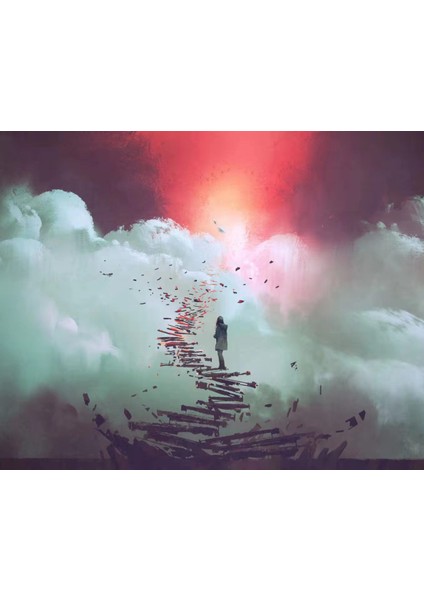 Canvas Bulutların Üzerinde Sayılarla Boyama Seti Kasnaklı 40 x 50 cm