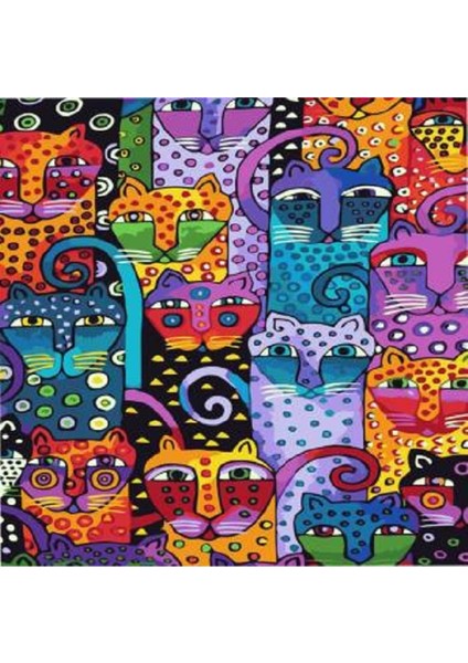 Canvas Kedi Duvarı Sayılarla Boyama Seti Kasnaklı 70 x 90 cm