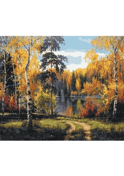 Canvas Göl Manzarası 2 Sayılarla Boyama Seti Rulo 40 x 50 cm