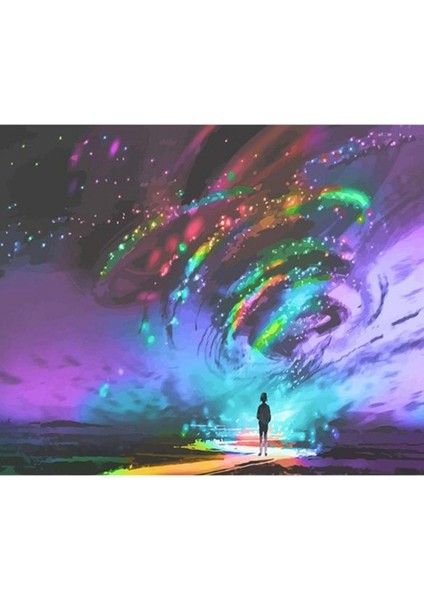 Canvas Kuzey Işıkları ve Çocuk Sayılarla Boyama Seti Rulo 40 x 50 cm