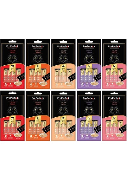 Creamy Treats 5 Çeşit Karma Sıvı Kedi Ödülü 40 x 15 gr