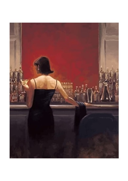 Canvas Bardaki Kadın Sayılarla Boyama Seti Rulo 90 x 110 cm