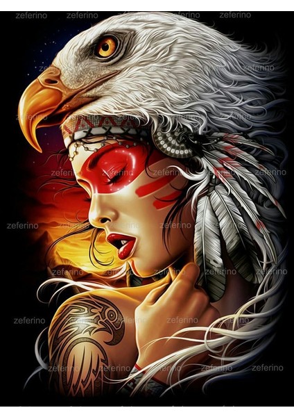 Canvas Kartal Kadın Sayılarla Boyama Seti Rulo 100 x 140 cm