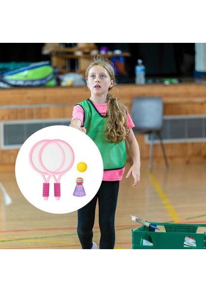 Çocuklar Plastik Badminton Tenis Raketleri Top Seti Bahçe Sporları Oyuncaklar Hediyeler Pembe (Yurt Dışından)