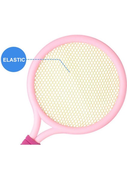 Çocuklar Plastik Badminton Tenis Raketleri Top Seti Bahçe Sporları Oyuncaklar Hediyeler Pembe (Yurt Dışından)