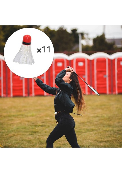 ST Decor 11 / 12X Kaz Tüy Badminton Topu Shuttlecock Spor Eğitim Oyunu Açık 11X Beyaz + Kırmızı Kafa (Yurt Dışından)