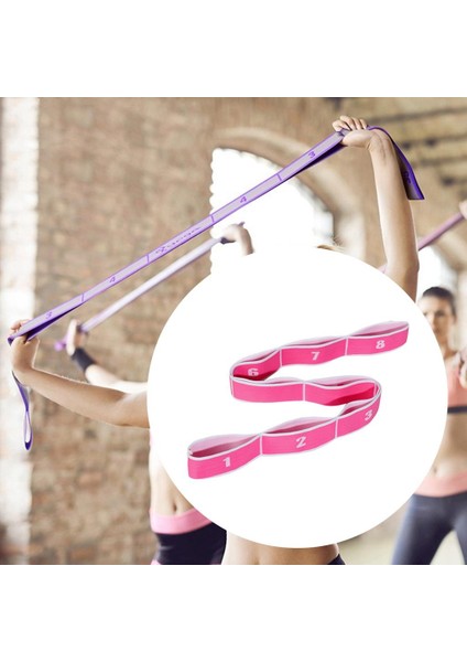 Yoga Çekme Kayışı Pilates Fitness Germe Bant Eğitim Direnç Döngü Pembe Beyaz_8 Döngüler (Yurt Dışından)