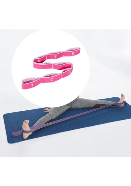 Yoga Çekme Kayışı Pilates Fitness Germe Bant Eğitim Direnç Döngü Pembe Beyaz_8 Döngüler (Yurt Dışından)