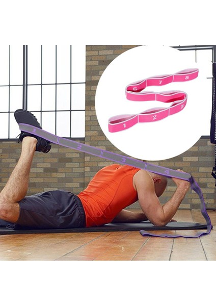 Yoga Çekme Kayışı Pilates Fitness Germe Bant Eğitim Direnç Döngü Pembe Beyaz_8 Döngüler (Yurt Dışından)