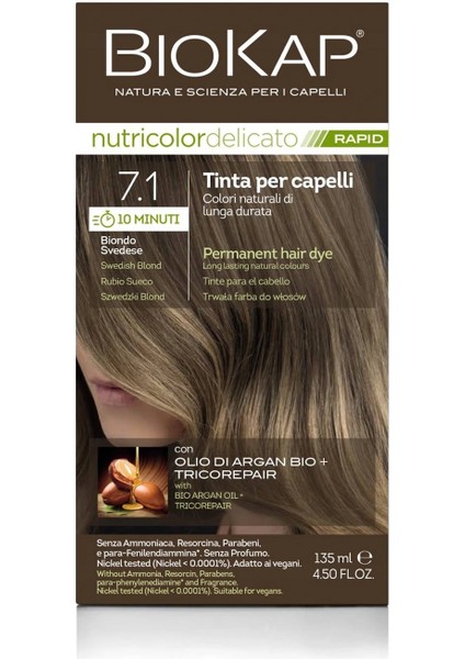 Biokap 7.1 Nutricolor Delicato Rapid Saç Boyası 135 Ml Isveç Sarısı