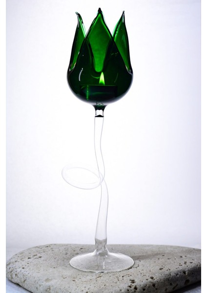 Üfleme Cam El Yapımı Renkli Lale Figürlü Mumluk fırsatları