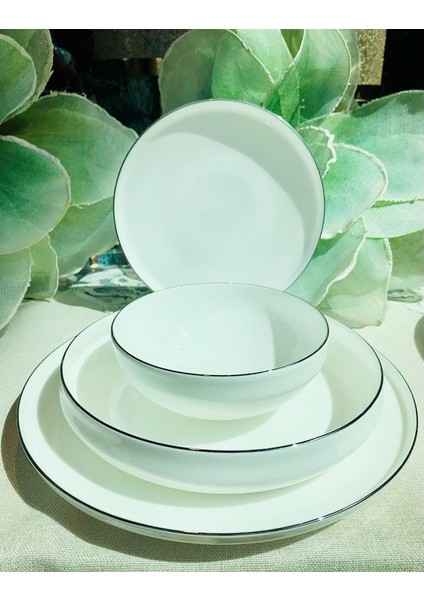 Sufi 24 Parça 6 Kişilik Yemek Takımı Platin