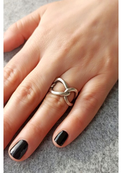 Antik Gümüş Kaplama Zincir Şekilli El Yapımı Ayarlanabilir Unisex Yüzük fiyatları