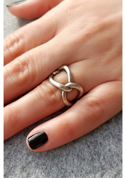 Antik Gümüş Kaplama Zincir Şekilli El Yapımı Ayarlanabilir Unisex Yüzük modelleri