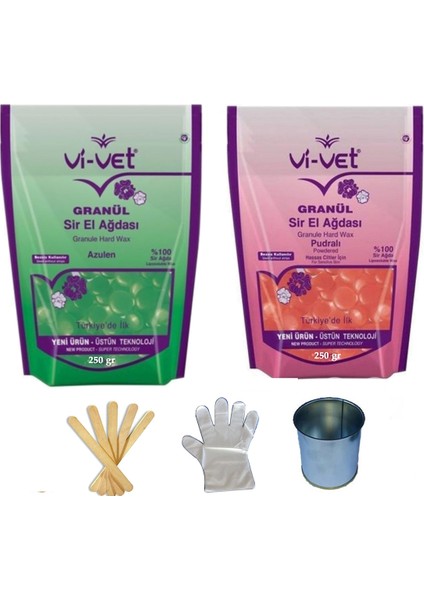 Vivet Granül Ağda Pudralı 250 Gr. Azulen 250 Gr. Cezve