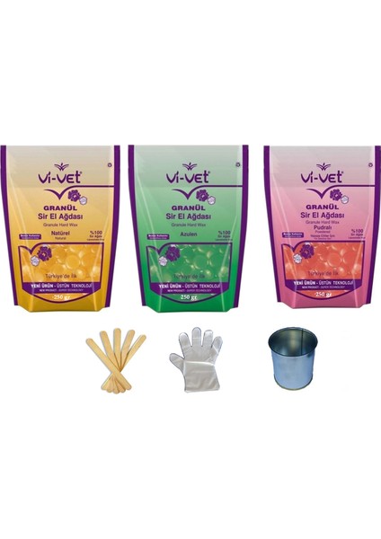 Vivet Granül Ağda Pudralı 250 Gr Azulen 250 Gr Naturel 250g Cezve