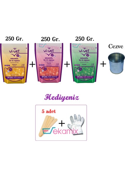 Vivet Granül Ağda Pudralı 250 Gr Azulen 250 Gr Naturel 250g Cezve