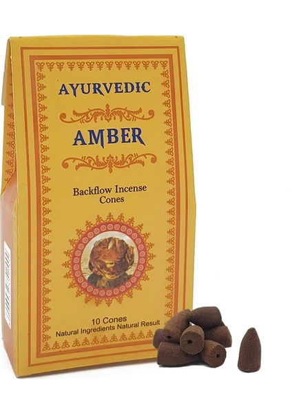 Garden Fresh Ayurvedic Incense Ayurvedic Konik Geri Akış Tütsü Amber Aromalı  10 Adet