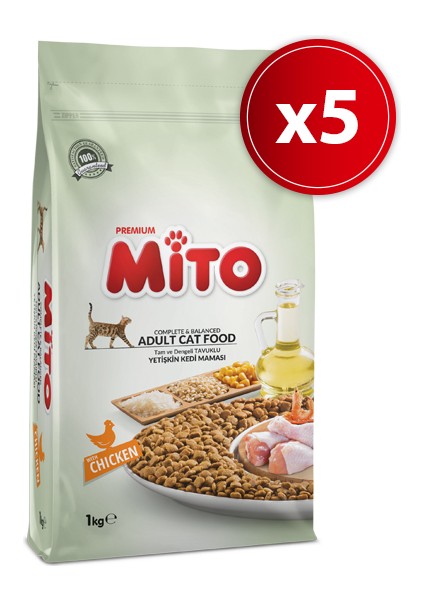 Mito Adult Yetişkin Kedi Maması 1 kg x 5 Adet-Zoo