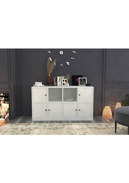 Rafli Dolapli Konsol Beyaz 130 cm KNS-1017-Ç fiyatları