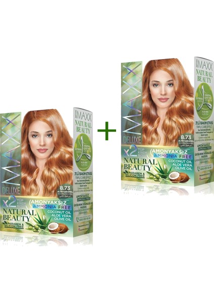 2 Paket Natural Beauty Amonyaksız Saç Boyası 8.73 Altın Karamel