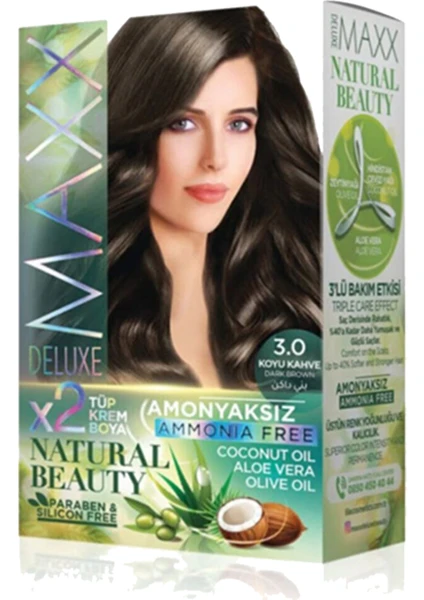 Maxx Deluxe Natural Beauty Amonyaksız Saç Boyası 3.0 Koyu Kahve