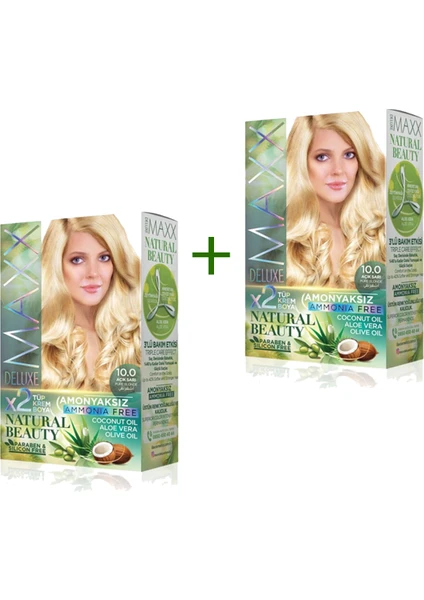 Maxx Deluxe 2 Paket Natural Beauty Amonyaksız Saç Boyası 10.0 Açık Sarı