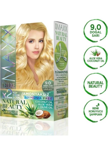 Maxx Deluxe Natural Beauty Amonyaksız Saç Boyası 9.0 Doğal Sarı