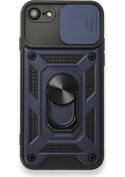 iPhone Se Kılıf Tank Aramid Sürgülü Vega Yüzüklü Lacivert