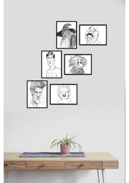 Karikatür 6 Parça Mdf Tablo