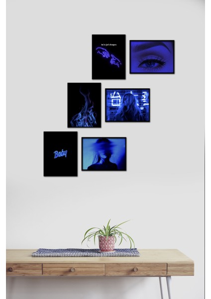Blue 6 Parça Mdf Tablo