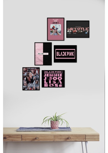 Black Pink 6 Parça Mdf Tablo