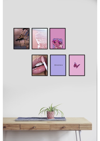 Pink 6 Parça Mdf Tablo