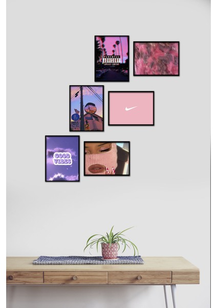 Pink 6 Parça Mdf Tablo
