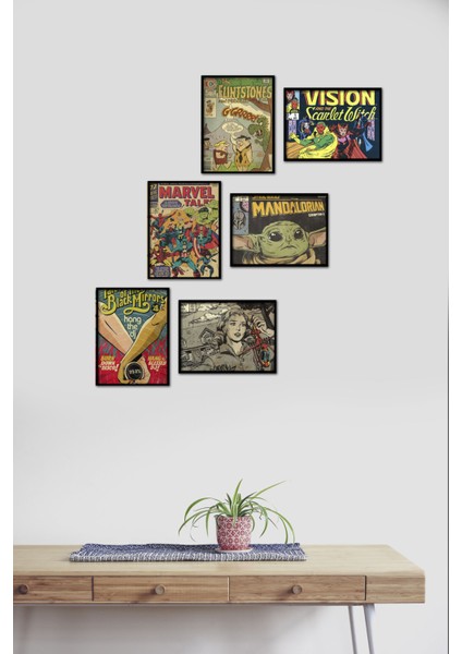Vintage Movie 6 Parça Mdf Tablo