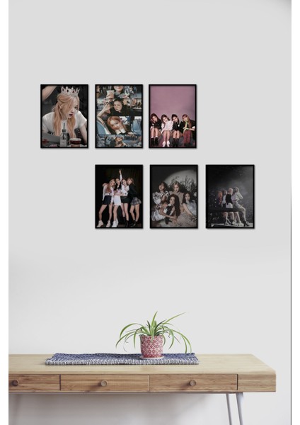 Black Pink 6 Parça Mdf Tablo