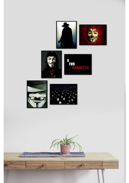 V For Vandetta 6 Parça Mdf Tablo