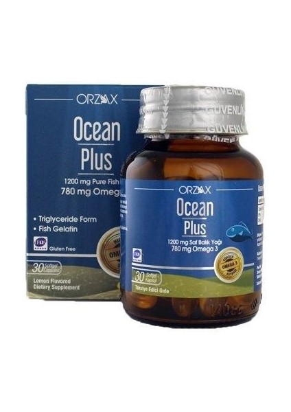 Ocean Plus 1200 Mg 30 Kapsül Saf Balık Yağı SKT:10/2023