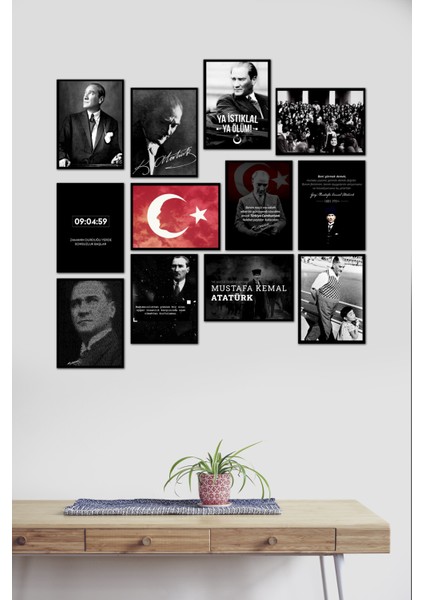 Mustafa Kemal Atatürk 12 Parça Mdf Tablo