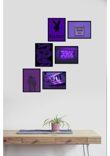 Purple 6 Parça Mdf Tablo