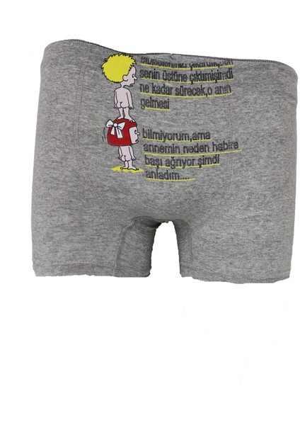Çocuk Baskılı Komik Erkek Boxer Gri